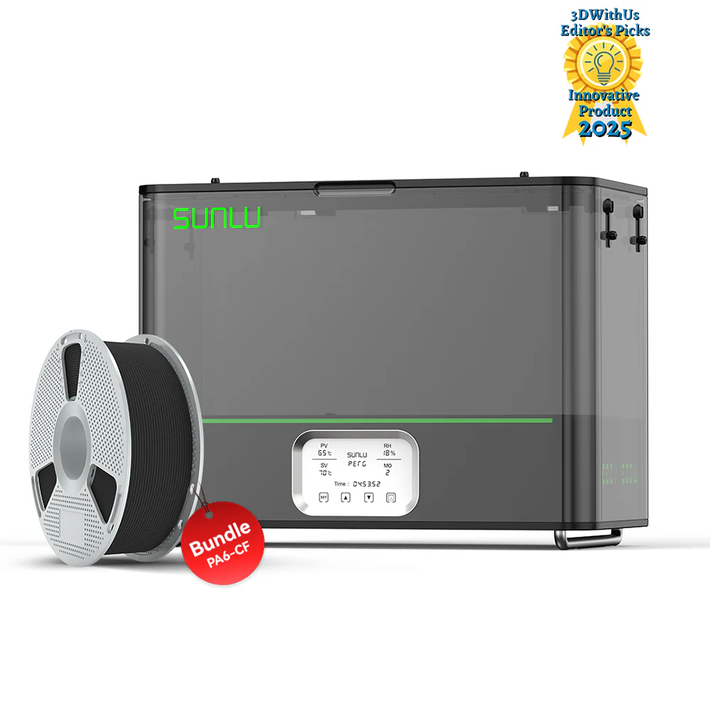 SUNLU FilaDryer E2, Up to 110℃, Professional Drying and Annealing, Born for Engineering 3D Printing Filaments